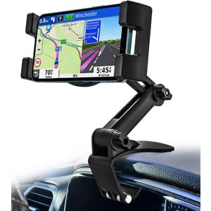 Dashboard Clip Car Phone Mount, Car Sun Visor & Rearview Mirror Clamp Cellphone Holder with Adjustable Arm for iPhone 16 Pro Max 15 14 13 12 11 XS XR X 8 Plus, Galaxy S24, Android and All Smartphones