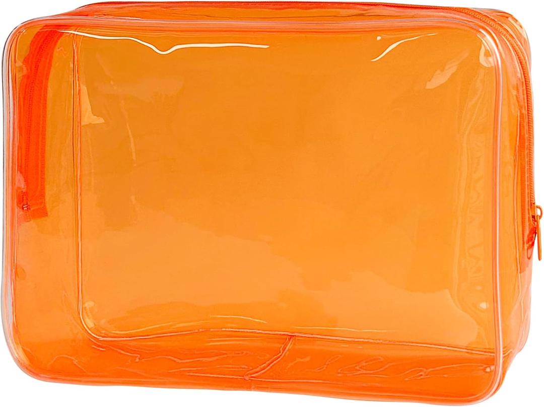 Waterproof PVC Makeup Bag - Leakproof Cosmetic Organizer for Travel Toiletry Storage 9.847.092.36 Inch for Women & Men (Orange)