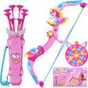 Unicorn Toys for Girls Ages 3-12, 6 Magic Lights Bow Arrow (Unicorn Horn, Wings, Star, Upper & Lower Arms), Dreamy Quiver & Princess Target, 8 Pink Suction Arrow, Gift for 3 4 5 6 7 8 9 10 Year Old Girl