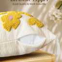 Throw Pillow Covers 18x18 - Tufted Decorative Pillow Cover with Zipper for Couch Sofa Bed Living Room Home Decor Aesthetic Soft Spring Summer Farmhouse Tassels Indoor Pillowcase, Yellow Flower