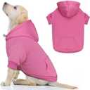 Dog Hoodie Dog Sweaters for Large Dogs Dog Sweater Solid Soft Brushed Fleece Dog Clothes Dog Hoodie Sweatshirt with Pocket(Pink-L)