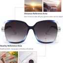 JM Bifocal Reading Sunglasses for Women Fashion Oversized Square Sun Readers Outdoor Reading Glasses UV400 Protection Clear Blue +2.25