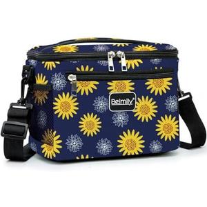 Generic BEIMILY Lunch Bag for Women/Men,Reusable Lunch Box Small Cooler Bag Soft Sided,Leakproof Cooler Bag for Office Work Picnic Beach with Adjustable Shoulder Strap (sunflower), 2311A