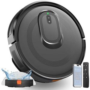 LWbrazl Robot Vacuum and Mop Combo, 4200Pa Suction, 2 in 1 Mopping Cleaner, Black, App & Voice Control, Self-Charging, Obstacle Avoidance, Compatible with Alexa