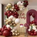Burgundy Balloon Garland Arch Kit with Burgundy Maroon Sand White Metallic Gold Nude Balloons for Maroon and Gold Graduation Bridal Shower Party Birthday Decorations