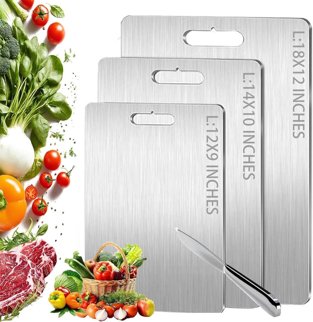 Titanium Cutting Board,100% Pure Titanium Cutting Boards for Kitchen, 2025 New Double Sided Food-Grade Chopping Board for Cutting Meat Vegetable Fruit (18"L x 12"W)