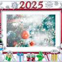 GUOER Picture Photo Frame 5x7 Inch Snowflake Christmas Metal Photo Display Photo Picture Frames with High Definition Glass Front Gift Ideas Tabletop Home Decorative (Red 2025 Horizontal)
