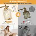 Modern Crystal Bathroom Vanity Light, 3-Light Brushed Gold Bathroom Light Fixtures with Clear Shades, Vanity Lighting Fixtures Over Mirror (Exclude Bulb)