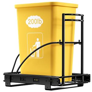 ANASTA Single Pull Out Trash Can Under Cabinet 7-13 Gal, Heavy Duty Under Sink Garbage Can, 50Qt Slide Out Waste Bin for 13" Wx 17" Hx 19" D Base Cabinet, Trash Bin Holder for Drawer/Counter, No Can (Black)