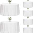 Fixwal 6 Pack White Round Tablecloth, 120 Inch Round Table Cloth Polyester Fabric Washable Table Covers for Wedding, Party, Banquet, Christmas Decorations, Birthday Events