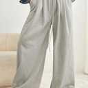 Aleumdr Wide Leg Sweatpants for Women Trendy Fashion High Waisted Drawstring Loose Long Pants with Pockets (Gray)