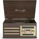 Vinyl Record Player 10-in-1 Music Center Turntable Built-in Speakers Support 3 Speed BT Wireless Input/Output AM/FM Radio CD Cassette Tape Player Aux RCA Auto Stop Vinyl Recording to USB/TF Card Brown