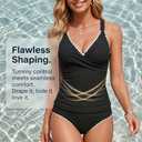 Daci Women's Tankini Swimsuits - Tummy Control Bathing Suits Two Piece Ribbed Twist 2025 Swimwear with High Waisted Bottom (Black, XL)