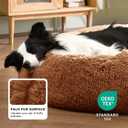 Bedsure Calming Dog Bed for Large Dogs - Donut Washable Large Pet Bed, 36 inches Anti-Slip Round Fluffy Plush Faux Fur Dog Bed, Fits up to 80 lbs Pets, Copper