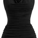 SOLY HUX Women's Halter Mini Dress Ruched Draped Cowl Neck Sleeveless Backless Bodycon Party Dresses (Medium)