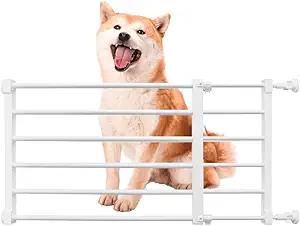 Short Dog Gate Expandable Dog Gate 22"-39.37" to Step Over,Pressure Mount Small Pet Gate,Low Pet Gate-Adjustable,Puppy Gate Indoor for Doorway,Stairs (White, S(9.4''H))