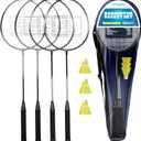 Triumph Sports 3-Player Badminton Set with 3 Rackets, and 1 Carry Case, Black