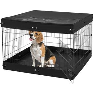 VEVOR Dog Playpen, 4 Pcs 24 x 36 in Panels Foldable Metal Pet Exercise Pen, Dog Fence Indoor and Outdoor Pen with Door, Top Cover, and Bottom Pad, Pet Playpen for Dogs, Cats and Other Small Animals