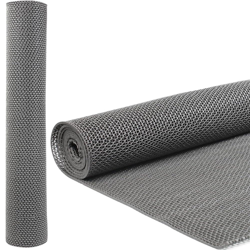 GL Non Slip Drainage Mats PVC Pool Floor Mat 0.23'' Thick Outdoor Indoor Parking Space Mat for Bathroom Garage Basement Backyard Commercial Kitchen (Gray, 3FTX5FT)