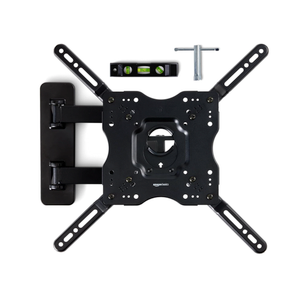 Amazon Basics Full Motion Articulating TV Wall Mount, with Swivel and Tilt, for 26" to 55" TVs and Flat Panels up to 80 Lbs, VESA Compatible, Black