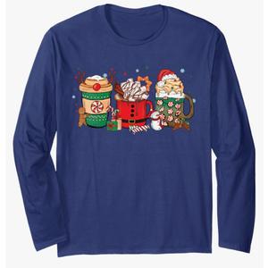 Christmas Hot Chocolate Cup Peppermint Mocha Long Sleeve T-Shirt, L