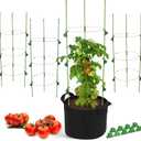 4 Pack 35.4" Tall Tomato Cages for Pots and Containers, Adjustable Tomato Plant Support with Sliding Clips, Plastic-Coated Metal Tomato Trellis Cage for Patio, Raised Bed & Garden Vegetables