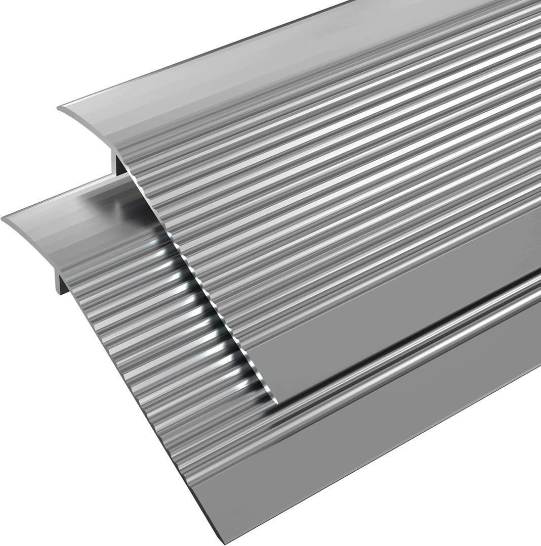 Metal Floor Transition Strip, Aluminum Threshold for Doorways, for Gap from 0.4″to 1.6″, for Doorways Tile Wood Vinyl Laminates, Size 36in x 4in x 1.32 in (Silver, 2pack)