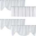 Home Queen White Semi Sheer Tie Up Curtain Valances, Linen Textured, Rod Pocket Balloon Window Topper for Living Room, 54 X 20 Inch, 4 Pieces