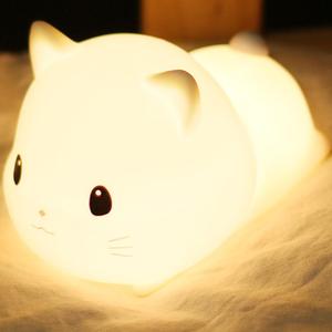 LED Kids Night Light, Cute Cat Soft Silicone Baby Nursery Lamp-USB Rechargeable, Color Temperature and Brightness Adjustable, White and Warm can be Switched, Timing Function, Fabulous Ideal Gift
