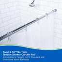 Kenney KN608C/40 Twist & Fit No Tools Camlock Tension Easy Install Shower Curtain Rod with Non-Slip, Non-Scratch Ends, 36-63" Adjustable Length, Chrome, 1" Diameter Rust Resistant Steel Tube