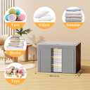 Clothes Storage Bins with Metal Frame, Foldable Clothes Organizers Storage Containers for Clothes, Sheets, Blankets, Pillows and Towels 66L, 3 Pack, Deep Grey