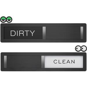 Stainless Steel Clean Dirty Magnet For Dishwasher Easy To Read & Slide/Strong Non-Scratch Dishwasher Magnet Clean Dirty Sign (black)