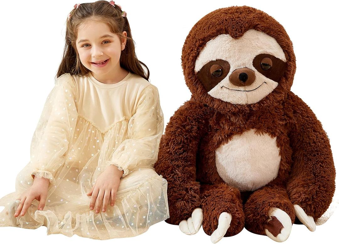 IKASA Giant Sloth Stuffed Animal Hanging Three Toed 30" Plush Toy, Large Big Jumbo Soft Toys, Huge Size Cute Fluffy Plushy Plushie, Gifts for Kids