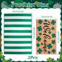 2Pcs St. Patrick's Day Doormat Coir St. Patrick's Day Welcomel Door Mats Outdoor with Non Slip Floor Doormat Green and White Irish Shamrock Rug for Irish Festival Front Entryway Decor