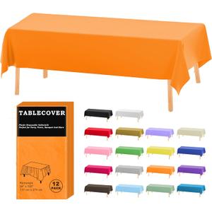 D&Z Plastic Table Cloth Disposable, 12 Pack Orange Rectangle Tablecloth Individually Wrapped for Indoor&Outdoor, 54 x 108 Inch Table Cover for Party, Picnic, Birthday, Wedding & Dinner