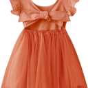 Dutebare Toddler Girls Tulle Tutu Dress Linen Ruffle Tie Back Sleeveless Kids Princess Party Dresses (3T, Orange)