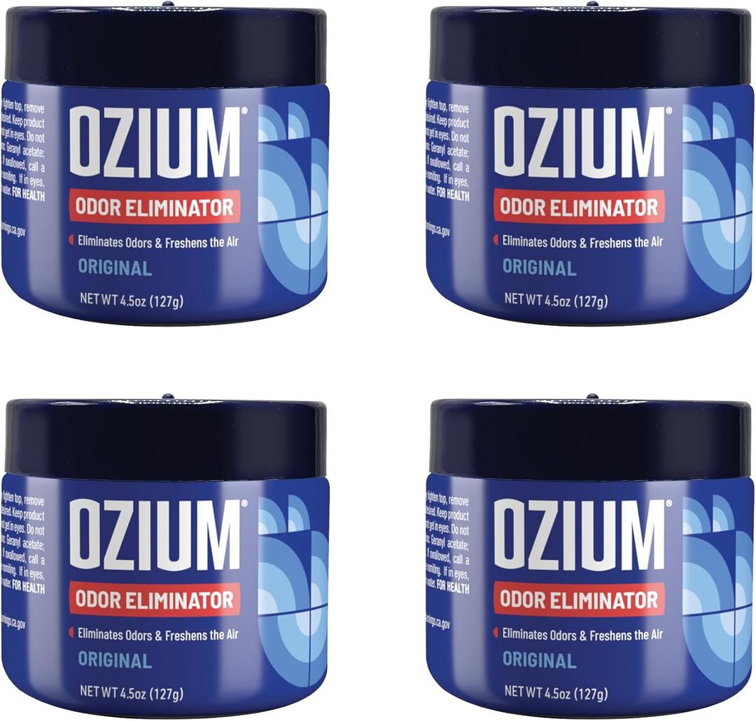 Ozium 4.5 Oz. Odor Eliminating Gel for Homes, Cars, Offices and More, Original, 4 Pack