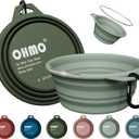 OHMO Collapsible Dog Water Bowls w/Built-in Stainless Steel Ring 2pcs Large 27oz/800ml Portable Silicone Pet Feeding Bowl for Hiking, Camping, Travel