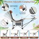 Lineshading 2 in 1 Beach Chair with Umbrella, Folding Camping Reclining Chair with Sunshade Headrest Footrest, 4 Position Adjustable Mesh Lounger Portable for Summer Tailgates Camp Fishing (White)