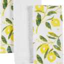 KAF Home Pantry Set of 3 Reverse Terry Print Kitchen Towels, Over-Sized 16 x 28-inch, 100 Percent Cotton (Lemons)