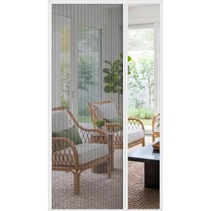 BreezeHug No-Drilling Retractable Screen Door, 38 9/16" W x 81 3/8" H | White Aluminum Frame, Sliding Screen Door for Single Panel Doors with Durable Mesh for Patio, Backyard, Kitchen & Bedroom