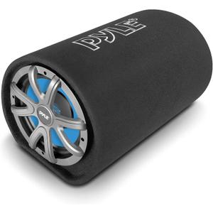 Pyle 8-Inch Carpeted Subwoofer Tube Speaker - 400 Watt High Powered Car Audio Sound Component Speaker Enclosure System w/ 2 Aluminum Voice Coil, 4 Ohm, 30Hz-700kHz Frequency - Pyle PLTB8,Black