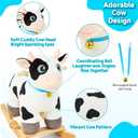 FUNLIO Cow Rocking Horse Ages 1-3, Adorable Baby Rocking Horse with Cuddly Head, Bright Sparkling Eyes & Jingling Bell, Stuffed Plush Ride-on Baby Rocker, Easy to Assemble, CPC & CE Certified