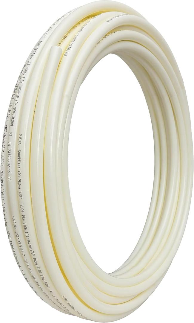 SharkBite 1/2 Inch x 100 Feet White PEX-A, Made in the USA, Flexible Water Pipe Tubing for Plumbing, UA60W100