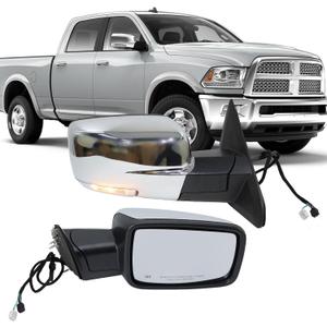 Passenger Side Mirror Compatible with 2013-2018 Dodge Ram 1500 2500 3500 Mirrors with Heated Puddle Lamp Tuning LED Signal Power Fold (Chrome) (Right Passenger Side-11 Pins) Passenger Side Mirror Compatible with 2013-2018 Dodge Ram 1500 2500 3500 Mirrors with Heated Puddle Lamp Tuning LED Signal Power Fold (Chrome) (Right Passenger Side-11 Pins)