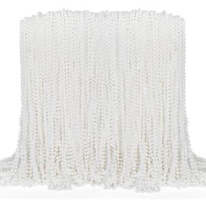 100PCS Bead Necklace, White Mardi Gras Beads Necklaces Bulk, 33" Metallic Round Beads Accessories, Bead Necklace Holiday Events Parade Throws Bridal Shower Party Decor Supplies Favors