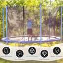 Trampoline Replacement 12 13 14 15 16 ft Trampoline Safety Net Round Frame Trampolines Enclosure Net Weather Resistant Trampoline Net with Double Headed Zippers, Net Only (8 Straight Poles, 12 FT)