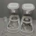 Automatic Pets Gravity Feeder and Water Dispenser Set, 1Gallon x 2 Stainless Steel Food Feeder and Waterer, 100% BPA-Free Water Bowl Dispenser for Small&Medium Dogs, Cats, Puppies(White)