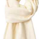 Unisex Winter-Soft-Warm-Chunky-Scarf Cashmere-Feel-Oversized-Shawl-Wraps Plain Solid Color for Men Women (White)