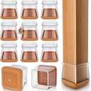 Chair Leg Floor Protectors Square Chair Leg Protectors for Hardwood Floors Silicone Caps Felt Strengthen Bottom Protection Anti-Scratch Reduce Noise 16 Pack Clear Square M Fit:13/16" to 1" (20-26mm)